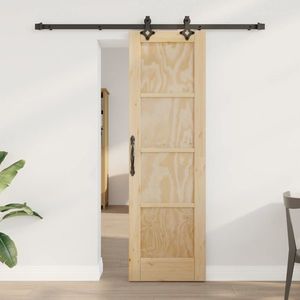 vidaXL Ușă glisantă Natural și Negru 61 x 198, 5 cm Lemn masiv de pin imagine