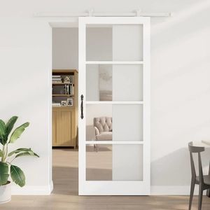 vidaXL Ușă glisantă ORKDAL Alb 93 x 232 cm Lemn masiv de pin și sticlă imagine