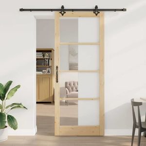 vidaXL Ușă glisantă ORKDAL Natural și Negru 93 x 232 cm imagine