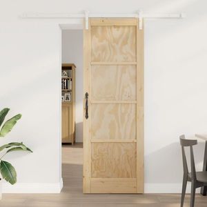 vidaXL Ușă glisantă Natural și Alb 73, 5 x 211 cm Lemn masiv de pin imagine