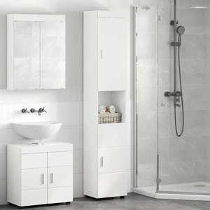 vidaXL Set dulap baie TULUM Alb lucios 37 x 31, 5 x 203 cm imagine