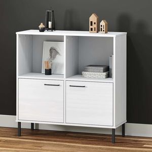 vidaXL Bibliotecă cu picioare metalice OSLO, alb, 90x35x90, 5 cm, lemn imagine