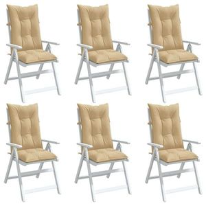 vidaXL Perne scaun cu spătar înalt 6 buc. melanj bej 120x50x7cm textil imagine