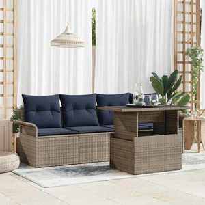 vidaXL Set de canapele pentru grădină cu pernă 5 pcs Gri poliratan imagine