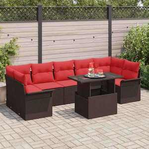 vidaXL Set de canapele pentru grădină cu pernă 8 pcs Maro poliratan imagine