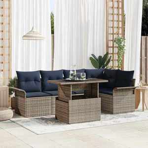 vidaXL Set de canapele pentru grădină cu pernă 6 pcs Gri Rattan poli imagine