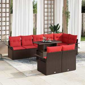 vidaXL Set de canapele pentru grădină cu pernă 9 pcs Maro Rattan poli imagine