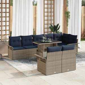 vidaXL Set de canapele pentru grădină cu pernă 9 pcs Gri Rattan poli imagine