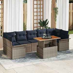 vidaXL Set de canapele pentru grădină 8 pcs Gri și albastru marin imagine