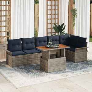 vidaXL Set de canapele pentru grădină 7 pcs Gri și albastru marin imagine