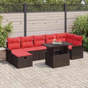 vidaXL Set de canapele pentru grădină cu pernă 8 pcs Maro Rattan poli imagine
