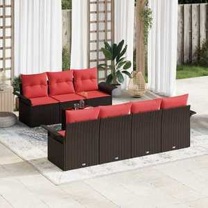 vidaXL Set de canapele pentru grădină cu pernă 8 pcs Maro poliratan imagine