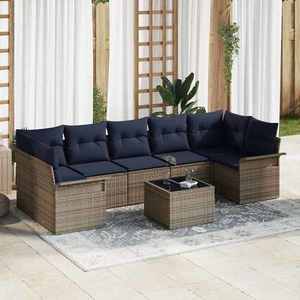 vidaXL Set de canapele pentru grădină 8 pcs Gri poliratan imagine