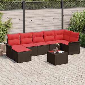 vidaXL Set de canapele pentru grădină cu pernă 8 pcs Maro Rattan poli imagine