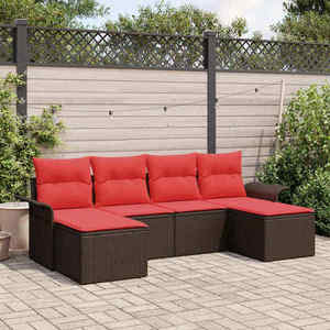 vidaXL Set de canapele pentru grădină cu pernă 6 pcs Maro poliratan imagine