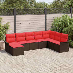 vidaXL Set de canapele pentru grădină cu pernă 8 pcs Maro poliratan imagine