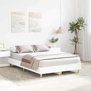 vidaXL Cadru de pat Alb 137 x 190 cm Lemn compozit imagine