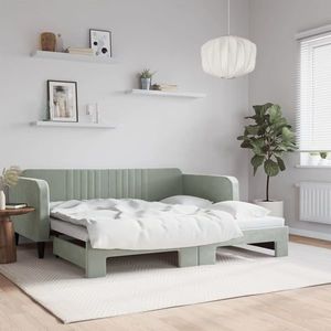vidaXL Pat de zi cu extensie, gri deschis, 100x190 cm, catifea imagine