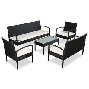 Set mobilier de exterior, 3 piese, poliratan, negru imagine