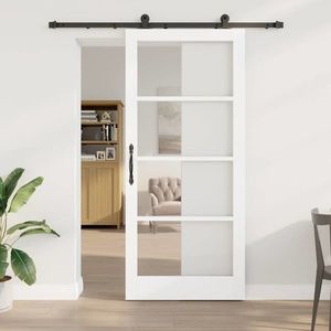 vidaXL Ușă glisantă ORKDAL Alb și negru 93 x 211 cm imagine