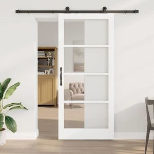 vidaXL Ușă glisantă ORKDAL Alb și negru 93 x 211 cm imagine