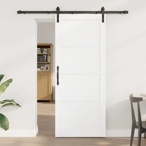 vidaXL Ușă glisantă Alb și negru 83 x 202 cm Lemn masiv de pin imagine