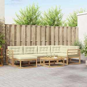 vidaXL Set de canapele de exterior 7 pcs Alb și crem imagine