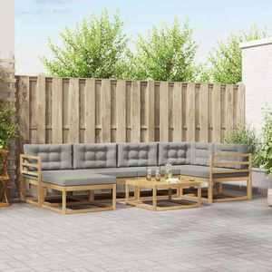 vidaXL Set de canapele de exterior 7 pcs Alb și gri deschis imagine