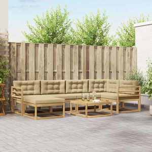 vidaXL Set de canapele de exterior 7 pcs Alb și Bej imagine