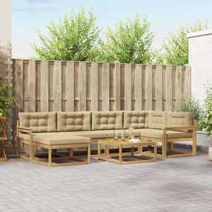 vidaXL Set de canapele de exterior 7 pcs Alb și Bej imagine