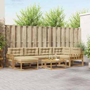 vidaXL Set de canapele de exterior 7 pcs Alb și Bej imagine