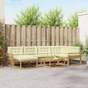 vidaXL Set de canapele de exterior 7 pcs Alb și crem imagine