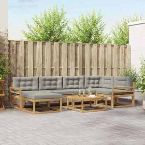vidaXL Set de canapele de exterior 7 pcs Alb și gri deschis imagine