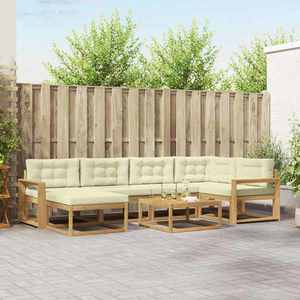 vidaXL Set de canapele de exterior 7 pcs Alb și crem imagine