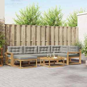 vidaXL Set de canapele de exterior 7 pcs Alb și gri deschis imagine