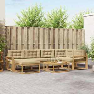 vidaXL Set de canapele de exterior 7 pcs Alb și Bej imagine