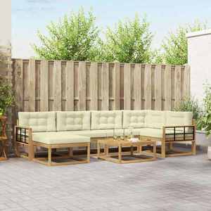 vidaXL Set de canapele de exterior 7 pcs Alb și crem imagine