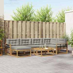 vidaXL Set de canapele de exterior 7 pcs Alb și gri deschis imagine