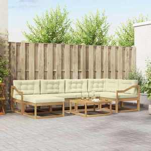 vidaXL Set de canapele de exterior 7 pcs Alb și crem imagine