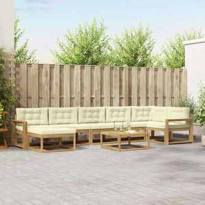 vidaXL Set de canapele de exterior 8 pcs Alb și crem imagine