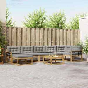 vidaXL Set de canapele de exterior 8 pcs Alb și gri deschis imagine