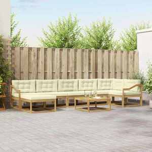 vidaXL Set de canapele de exterior 8 pcs Alb și crem imagine