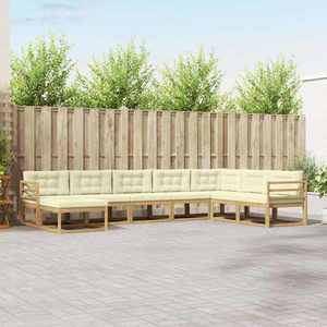 vidaXL Set de canapele de exterior 8 pcs Alb și crem imagine