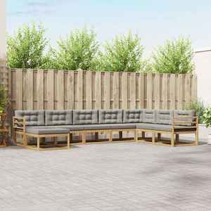 vidaXL Set de canapele de exterior 8 pcs Alb și gri deschis imagine