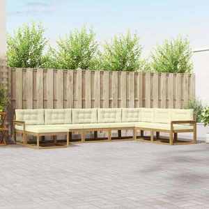 vidaXL Set de canapele de exterior 8 pcs Alb și crem imagine