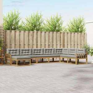 vidaXL Set de canapele de exterior 8 pcs Alb și gri deschis imagine