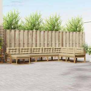 vidaXL Set de canapele de exterior 8 pcs Alb și Bej imagine