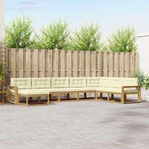 vidaXL Set de canapele de exterior 8 pcs Alb și crem imagine