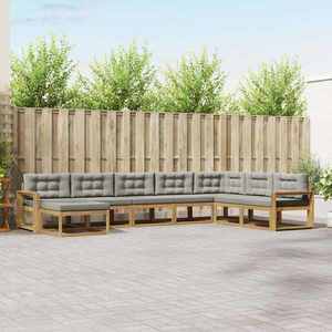 vidaXL Set de canapele de exterior 8 pcs Alb și gri deschis imagine