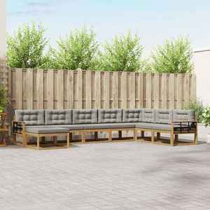vidaXL Set de canapele de exterior 8 pcs Alb și gri deschis imagine